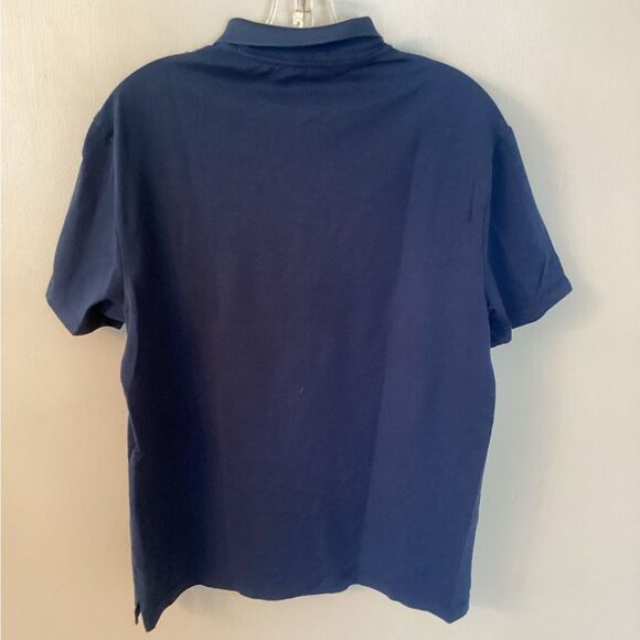 VINCE MENS MED NAVY BLUE 1/4 QUARTER ZIP SHORT SLEEVE PIQUE COTTON POLO SHIRT - Picture 3 of 7